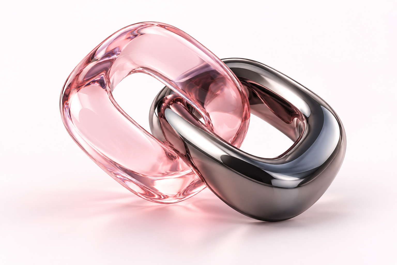 Interlocking pink glass and charcoal links
